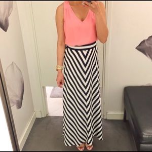 Ann Taylor navy and white maxi skirt